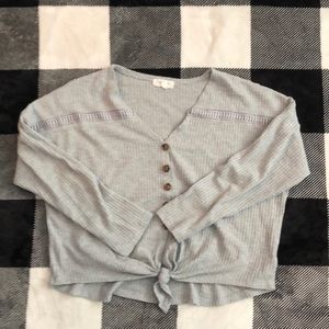 Grey button-up crop top